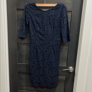Elegant Navy Lace Dress